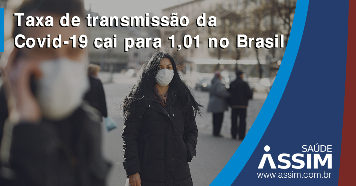 Taxa de transmissão da Covid-19 cai para 1,01 no Brasil